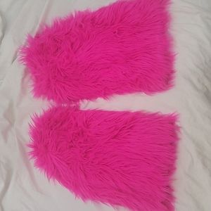 Pink Fluffy Boot Cover Leg Warm